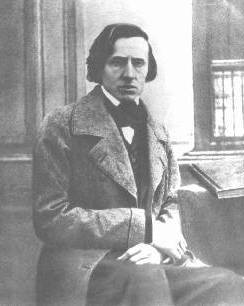 Chopin photograph (possibly taken by L.A. Bisson in Paris in 1849) - one of only two photographic images of Chopin in existence (the original photographs were destroyed in WWII).